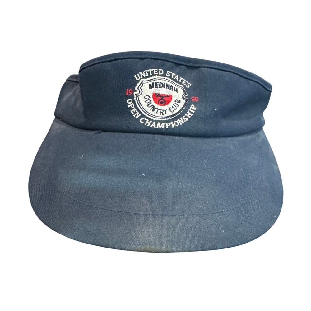 Vintage 1990 US Open Golf Medinah Country Club Navy Blue LA Mode Visor Hat Cap